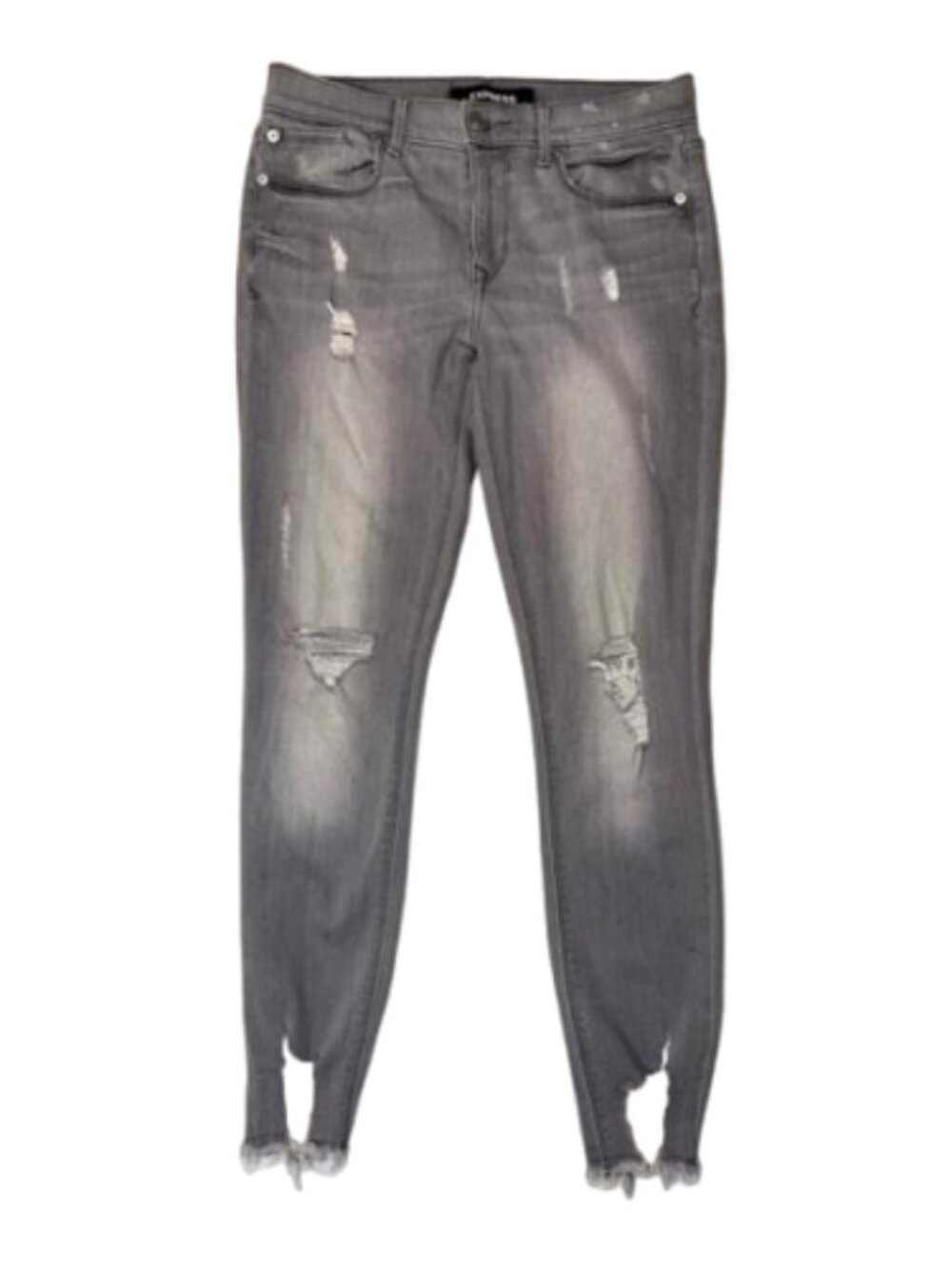 Express Stretch Ankle Legging Mid Rise Gray Distressed Jeans Sz.6R #2242
